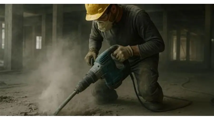 Construction Worker Using a Jackhammer for Demolition. 70595426 Stock ...