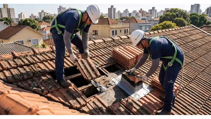 Reparo de telhados no Bairro Cidade Baixa, Porto Alegre