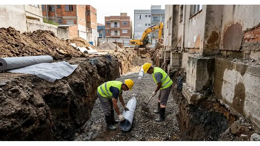 Drenagem de fundações no Bairro Santana, Porto Alegre