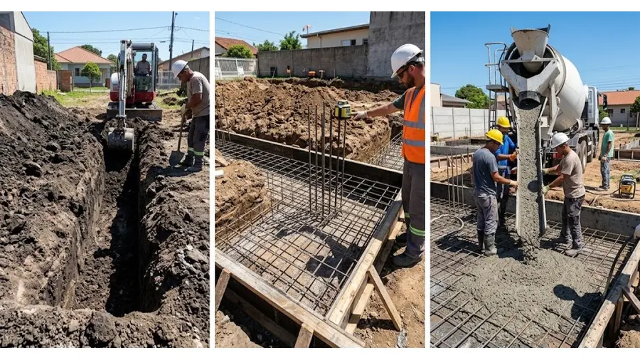 Execução e concretagem de fundações no Bairro Bom Jesus, Porto Alegre