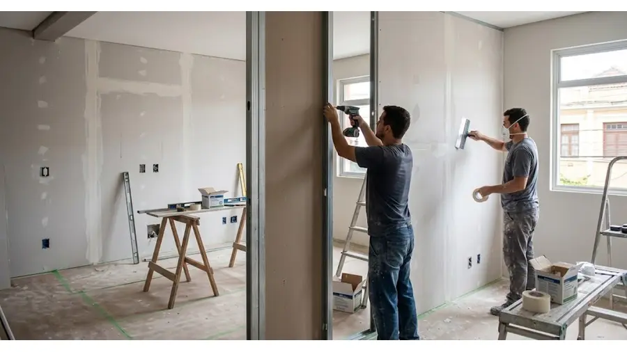 Instalação e reparo de drywall no Bairro Bom Fim, Porto Alegre